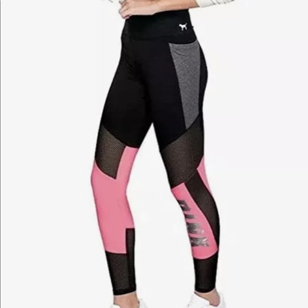 NWT Victoria’s Secret PINK Bling Flat Mesh Legging Women’s Large